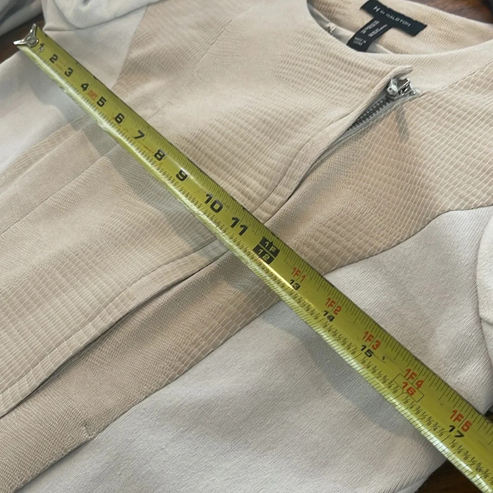 H by Halston Women's Size 2 Beige Cream Tan  Long Sleeve Zip Up lined Blazer - Picture 13 of 15